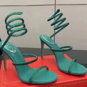 Cleo Satin Crystal Snake Wrap Sandals